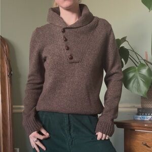 Pendleton Brown Shawl Collar Buttoned Wool Sweater